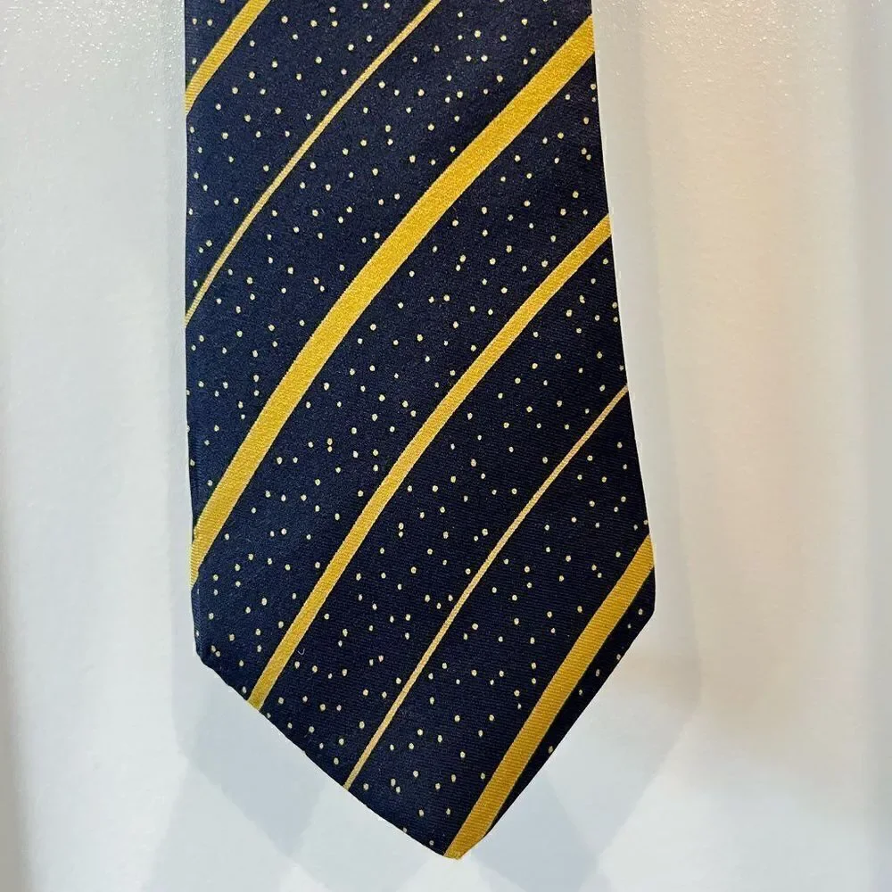 Yves Saint Laurent Vintage Silk Navy Gold Night Sky Neck Tie
